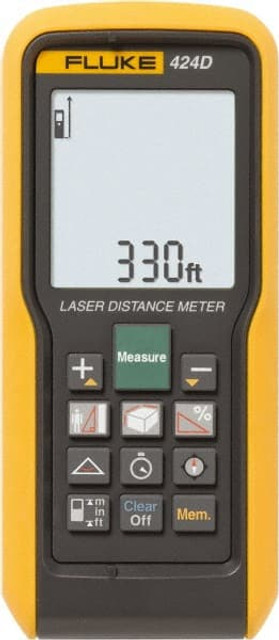 Fluke FLUKE-424D Laser & Ultrasonic Distance Finders; Maximum Distance (Meters): 100.00 ; Maximum Distance (Feet): 328.08 ; Accuracy: 1.00 mm ; Minimum Distance (Feet): 0.00 ; Minimum Distance (Meters): 0.00 ; Accuracy (mm): 1.00; 1.00 mm
