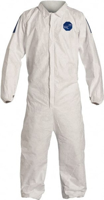 Dupont TD125SWBMD0025C Disposable Coveralls: Size Medium, Film Laminate, Zipper Closure