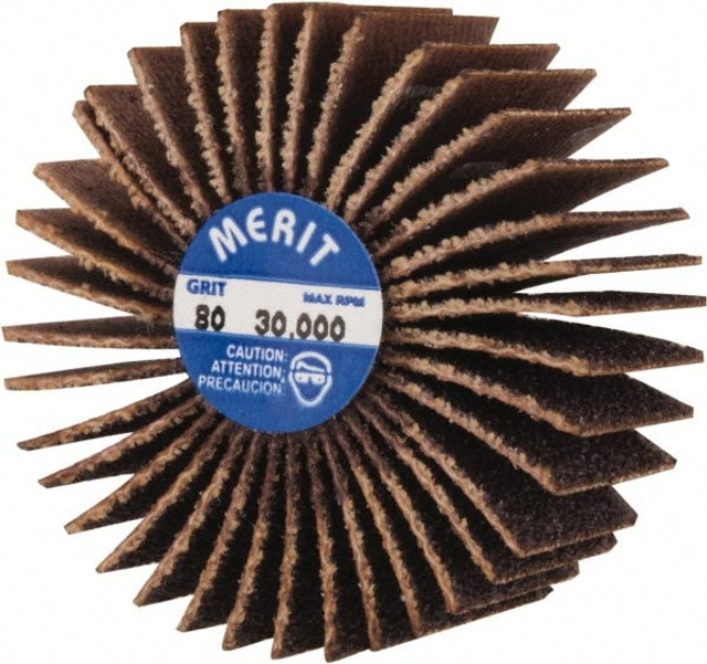 Merit Abrasives 08834132002 Mounted Flap Wheel: 5/8" Face Width, 80 Grit, Aluminum Oxide