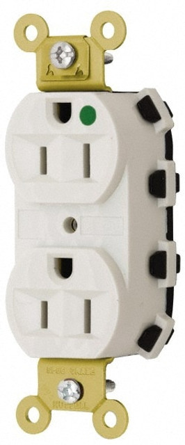 Hubbell Wiring Device-Kellems SNAP8200LAA Straight Blade Receptacles; Receptacle Type: Duplex Receptacle ; Grade: Hospital ; Color: Light Almond ; Grounding Style: Self-Grounding ; Amperage: 15.0000 ; Voltage: 125V AC