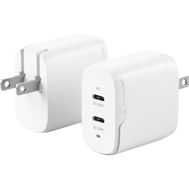 ALOGIC 2X40 Rapid Power - Power adapter - GaN technology - 40 Watt - 2.22 A - PD - 2 output connectors (2 x USB-C) - United States