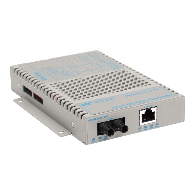 OMNITRON SYSTEMS TECHNOLOGY, INC. 9320-0-11W Omnitron OmniConverter FPoE+/S - Fiber media converter - 100Mb LAN - 10Base-T, 100Base-FX, 100Base-TX - RJ-45 / ST multi-mode - up to 3.1 miles - 1310 nm