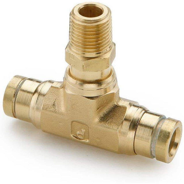 Parker 172PTC-4-2 Push-To-Connect Tube to Male & Tube to Male NPT Tube Fitting: Swivel Male Branch Tee, 1/8" Thread, 1/4" OD