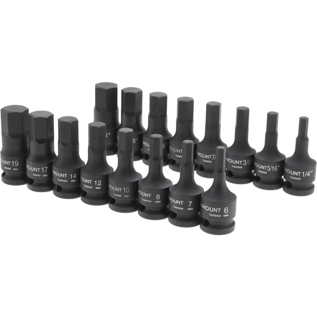 Paramount PAR-12ISKT-S16 Hex Bit Socket Set: 1/2" Drive, 16 Pc, 1/4 to 3/4" Hex