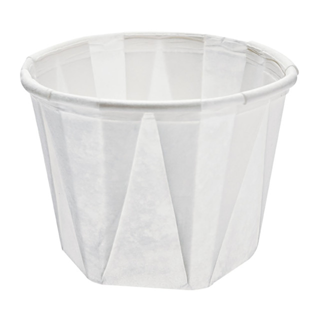 DART CONTAINER CORPORATION 100 Solo Cup Treated Paper Souffle Portion Cups, 1 Oz, White, 20 Bags of 250 Cups, Case Of 5,000 Cups