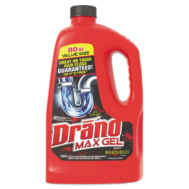 SC JOHNSON Drano® 694772CT Max Gel Clog Remover, Bleach Scent, 80 oz Bottle, 6/Carton