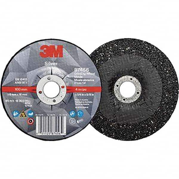 3M Depressed Center Wheel: Type 27, 4" Dia, 1/4" Thick, Ceramic 7100141076