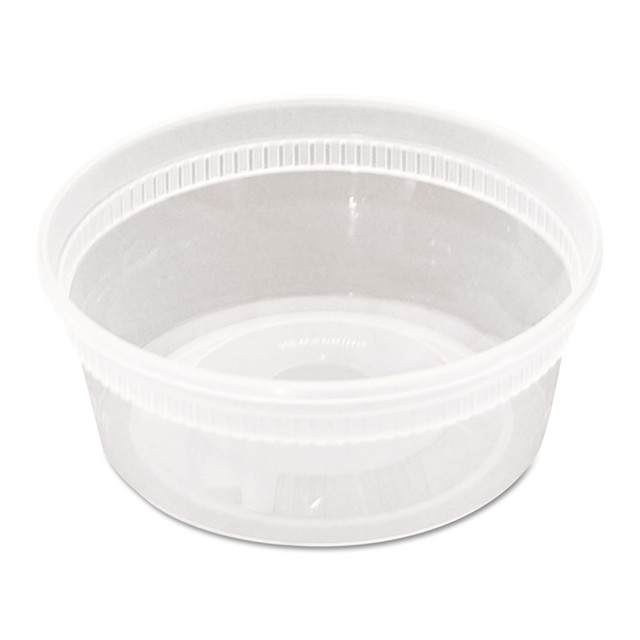 Make it easy for customers to bring your food home with them without worry about messes on the way. The durable plastic construction of these containers is resilient to a range of temperatures, allowing for storage in freezers as well as safe microwaving for greater convenience.  Made of durable and temperature-resilient plastic.  Store and microwave your food all in 1 container.  Holds up to 8 oz.  Lid creates a tight seal that helps prevent leaks, spills and messes during transportation or while in storage.  Stackable when not in use to cut down on the space needed to store the containers.  Safe to store in a freezer or refrigerator and can also be microwaved.  Clear and smooth appearance makes order identification quick and easy.  Includes containers and lids.