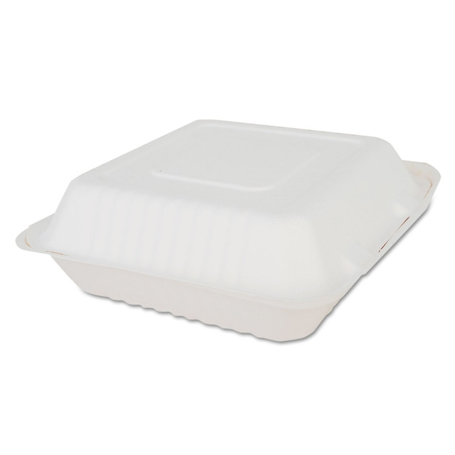 SOUTHERN CHAMPION TRAY L.P. 18935CS SCT ChampWare Molded-Fiber Clamshell 1-Compartment Containers, 9inH x 9inW x 3inD, White, Pack Of 200 Containers