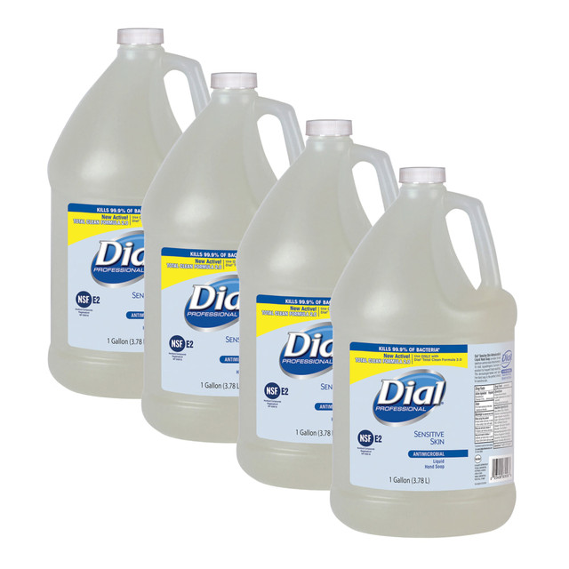 THE DIAL CORPORATION 82838 Dial Antimicrobial Soap For Sensitive Skin, Unscented, 128 Oz, Case Of 4 Bottles