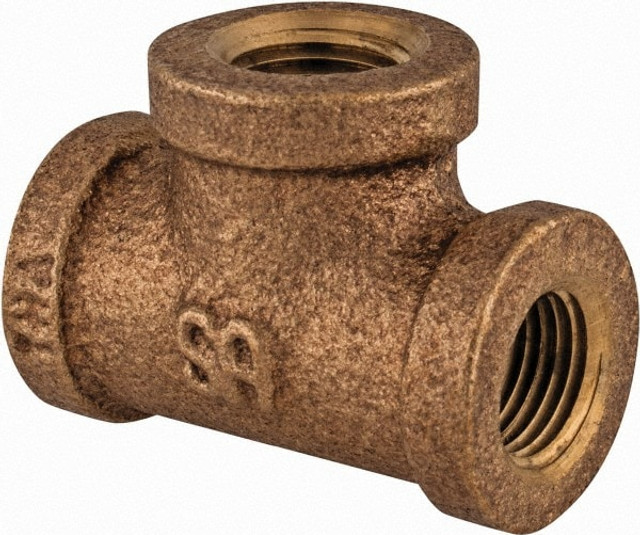 Merit Brass XNL106-24 Brass Pipe Tee: 1-1/2" Fitting, Threaded, FNPT x FNPT x FNPT, Class 125, Lead Free