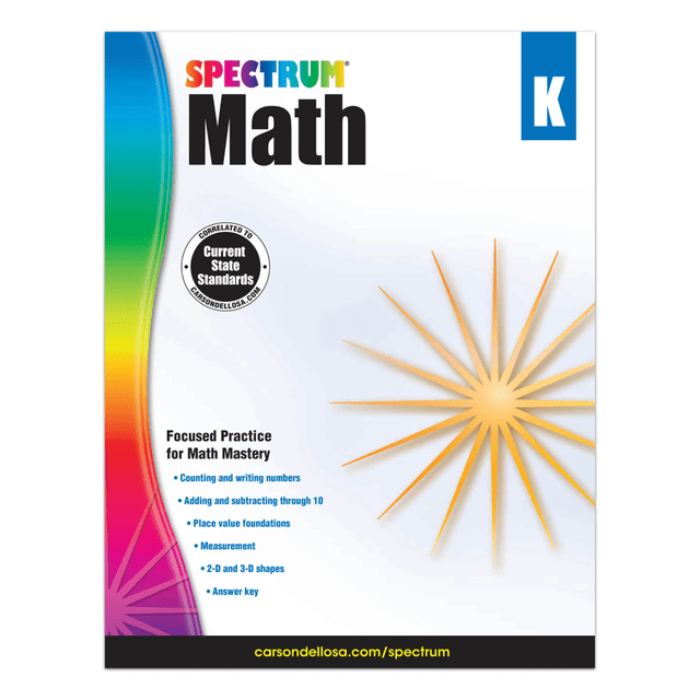 CARSON-DELLOSA PUBLISHING LLC 704560 Carson-Dellosa Spectrum Math Workbook, Kindergarten CARSON-DELLOSA PUBLISHING LLC 704560 Carson-Dellosa Spectrum Math Workbook, Kindergarten