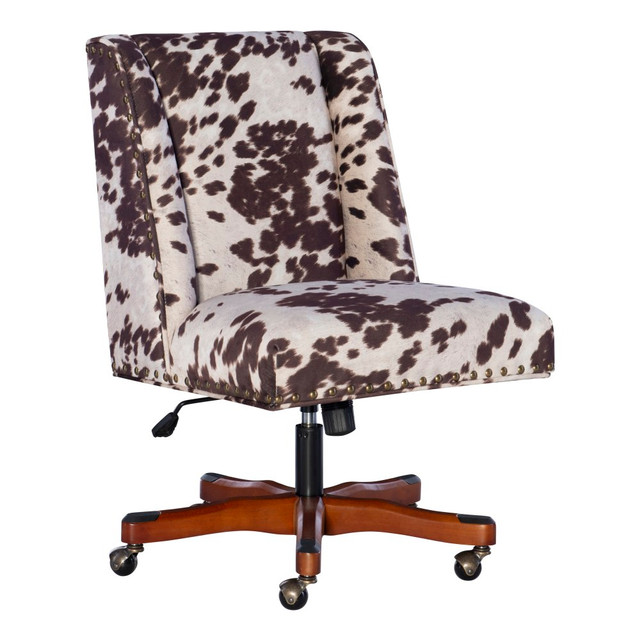 LINON HOME DECOR PRODUCTS, INC OFDP1241 Linon Cooper Mid-Back Home Office Chair, Brown Cow/Walnut LINON HOME DECOR PRODUCTS, INC OFDP1241 Linon Cooper Mid-Back Home Office Chair, Brown Cow/Walnut