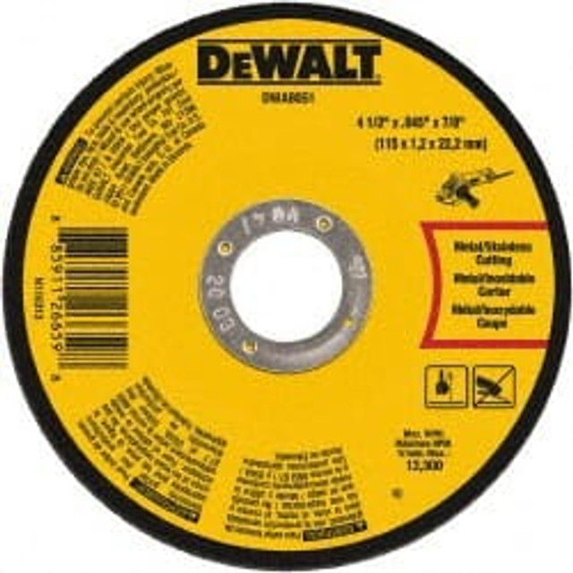 DeWALT DWA8051 Cut-Off Wheel:  Type 1,  4-1/2" Dia,  Aluminum Oxide