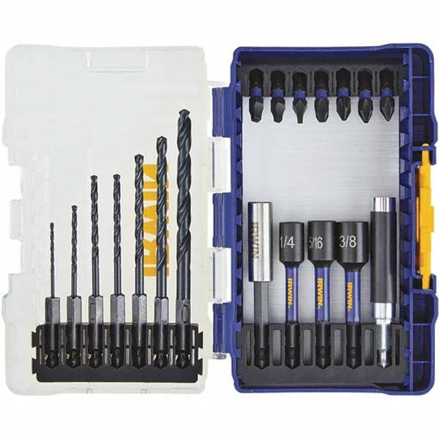 Irwin IWAF1319 19 Piece, Phillips, Square, Torx, Slotted, Hex Nutsetter Handle, Drive Set