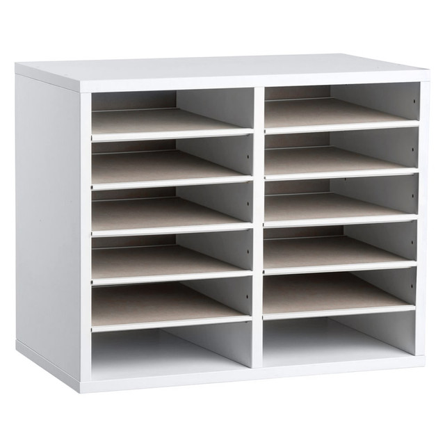 ADIR CORP. ADI500-12-WHI Alpine Adjustable 12-Compartment Literature Organizer, 16-5/16inH x 20inW x 11-13/16inD, White