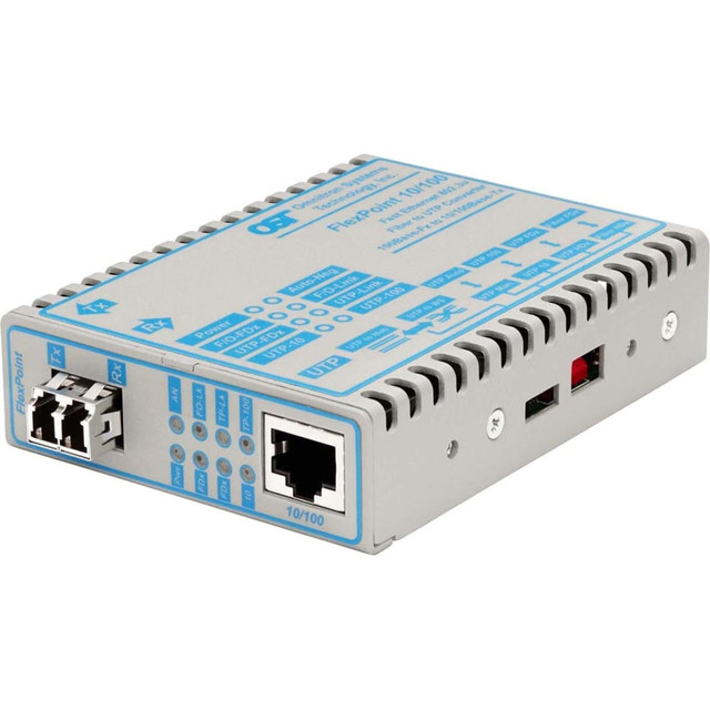 OMNITRON SYSTEMS TECHNOLOGY, INC. 4355-12 Omnitron FlexPoint 10/100 Ethernet Fiber Media Converter RJ45 LC Multimode 5km - 1 x 10/100BASE-TX; 1 x 100BASE-FX; Univ. AC Powered; Lifetime Warranty