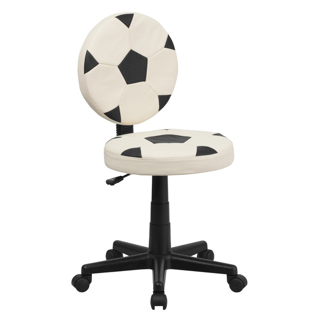 FLASH FURNITURE BT-6177-SOC-GG  Vinyl Low-Back Task Chair, Soccer, Black/White