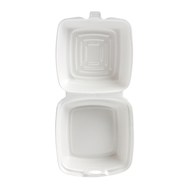 DART CONTAINER CORPORATION 60HT1 Dart Foam Carryout Hinged Container, 3inH x 6inW x 5 9/10inD, White, Pack Of 125