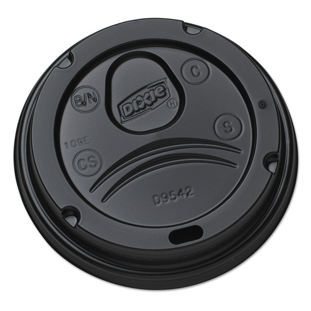 DIXIE FOODS D9542B Dixie Drink-Thru Lids For 10-20 Oz Cups, Black, Box Of 1,000 Lids