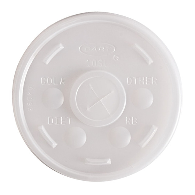 DART CONTAINER CORPORATION DCC10SL Dart Plastic Cold Cup Lids, Fits 10 oz Cold Cups, Translucent, 100/Pack, 10 Packs/Carton