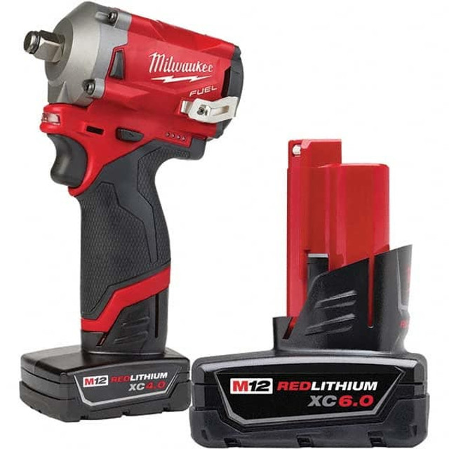 Milwaukee Tool 4648728/3358953 Cordless Impact Wrench: 12V, 1/2" Drive, 0 to 3,200 BPM, 2,700 RPM