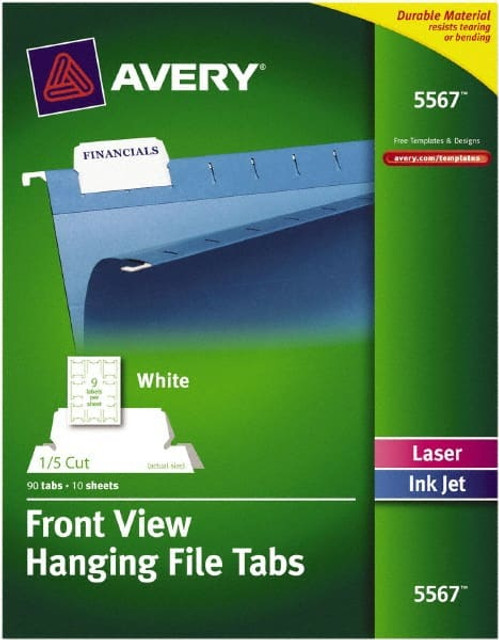 AVERY 05567 2-1/16" 5 Tabs, Self-Adhesive, Printable Hanging File Folder Tabs