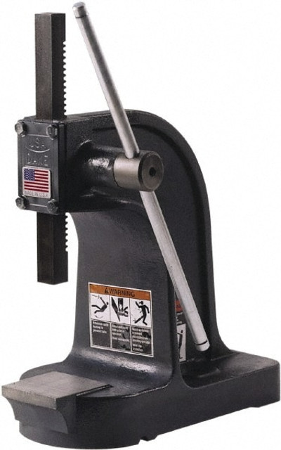 Dake 901002 Pneumatic Arbor Press: 1" Ram, 4-1/2" Throat Depth, 1-1/2 Ton Pressure, 7-3/4" Max Work Height