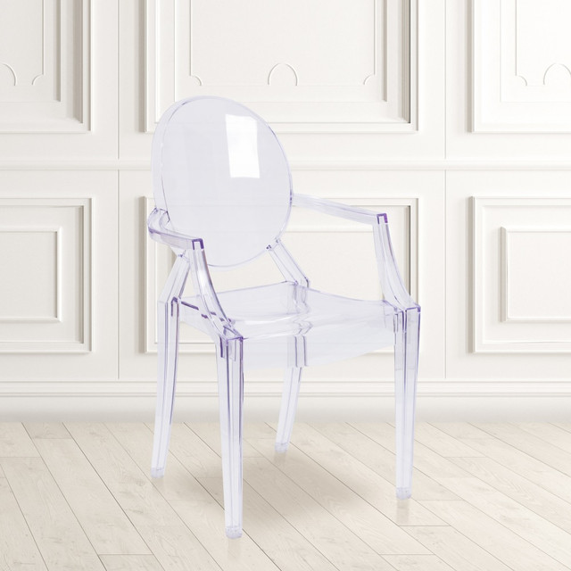 FLASH FURNITURE 4FH124APCCLR  Ghost Chairs With Arms, Clear, Pack Of 4 Chairs