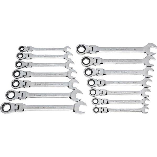 GEARWRENCH 85142 Combination Wrench Set: 14 Pc, 1/2" 11/16" 3/4" 3/8" 5/8" 7/16" & 9/16" Wrench, Inch & Metric