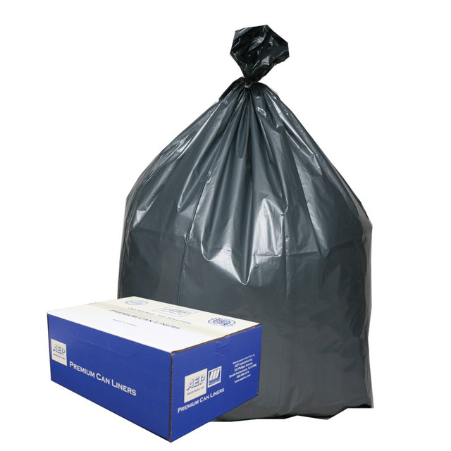 WEBSTER INDUSTRIES, INC. PLA6070 Webster Platinum Plus 1.55 mil Trash Bags, 55 gal, 39inH x 56inW, 70% Recycled, Black & Silver, 50 Bags