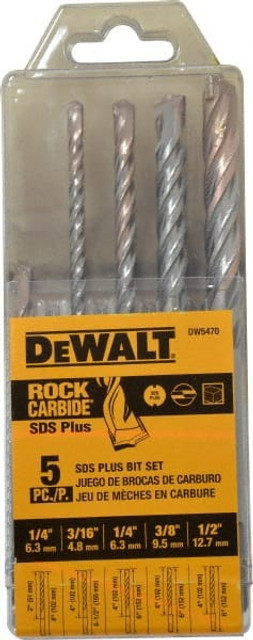 DeWALT DW5470 Drill Bit Set: Hammer Drill Bits, 5 Pc, 135 °, Carbide Tipped