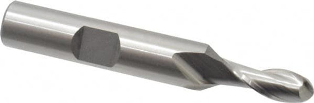 Cleveland C42648 Ball End Mill: 0.25" Dia, 0.625" LOC, 2 Flute, Cobalt