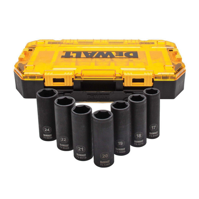 DeWALT DWMT74737 Socket Sets; Set Type: Deep; Impact ; Drive Size: 1/2 ; Maximum Socket Depth (mm): 24.00 ; Minimum Socket Depth (mm): 17.00 ; Material: Steel ; Number Of Pieces: 7