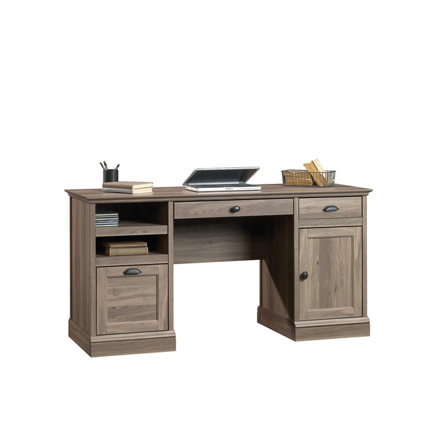 SAUDER WOODWORKING CO. 418299 Sauder Barrister Lane 59inW Executive Computer Desk, Salt Oak
