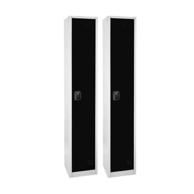 ADIR CORP. ADI629-201-BLK-2PK Alpine 1-Tier Steel Lockers, 72inH x 12inW x 12inD, Black, Set Of 2 Lockers ADIR CORP. ADI629-201-BLK-2PK Alpine 1-Tier Steel Lockers, 72inH x 12inW x 12inD, Black, Set Of 2 Lockers