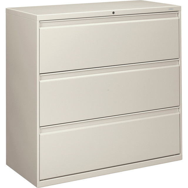 HNI CORPORATION 893LQ HON 800 42inW x 19-1/4inD Lateral 3-Drawer File Cabinet With Lock, Light Gray