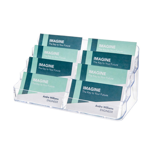 DEFLECT-O CORPORATION 70801RT Deflecto 8-Compartment Business Card Holder, 3 7/8inH x 7 7/8inW x 3 5/8inD, Clear, 70801RT