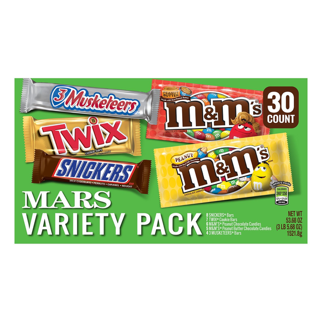 MARS CHOCOLATE NORTH AMERICA LLC 225-00039 Mars Chocolate Full-Size Candy Bars Variety Pack, 53.68 Oz Box