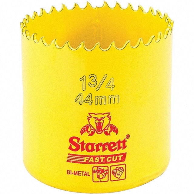 Starrett 00491 Hole Saw: 1-3/4" Saw Dia, 1-5/8" Cut Depth