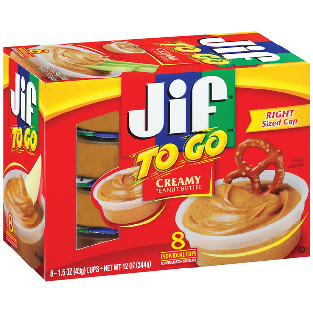 THE J.M. SMUCKER COMPANY 24136 Jif To Go Creamy Peanut Butter, 1.5 Oz, Box Of 8