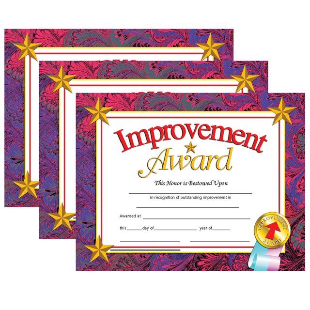 EDUCATORS RESOURCE Hayes H-VA688-3  Certificates, 8-1/2in x 11in, Improvement Award, 30 Certificates Per Pack, Set Of 3 Packs