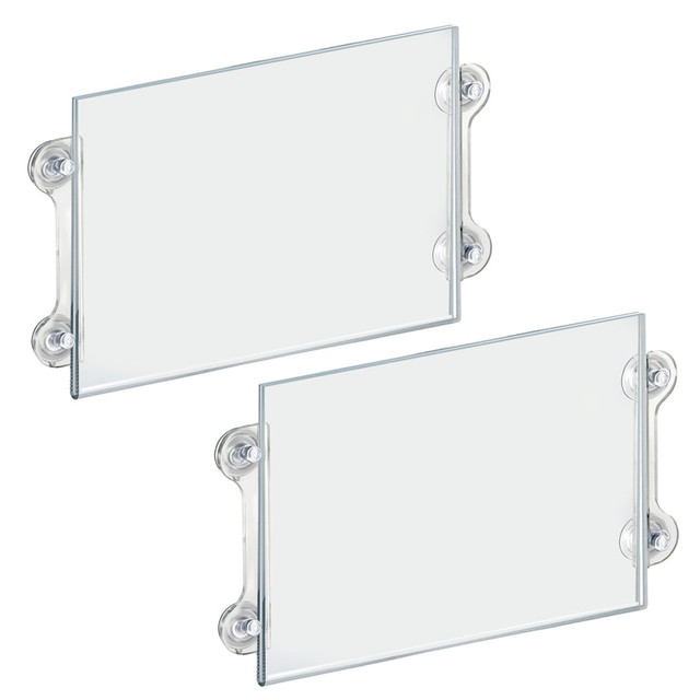 AZAR DISPLAYS 106611 Vertical/Horizontal Sign Frames With Suction Cups, 11in x 14in, Clear, Pack Of 2 AZAR DISPLAYS 106611 Vertical/Horizontal Sign Frames With Suction Cups, 11in x 14in, Clear, Pack Of 2