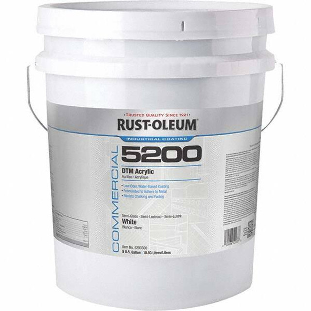 Rust-Oleum 5293300 Acrylic Enamel Paint: 50 gal, Semi-Gloss, White