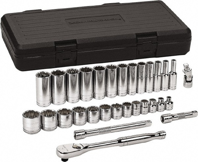 GEARWRENCH 80568 Deep Standard Socket Set: 30 Pc, 3/8" Drive, 1/4 to 1" Socket