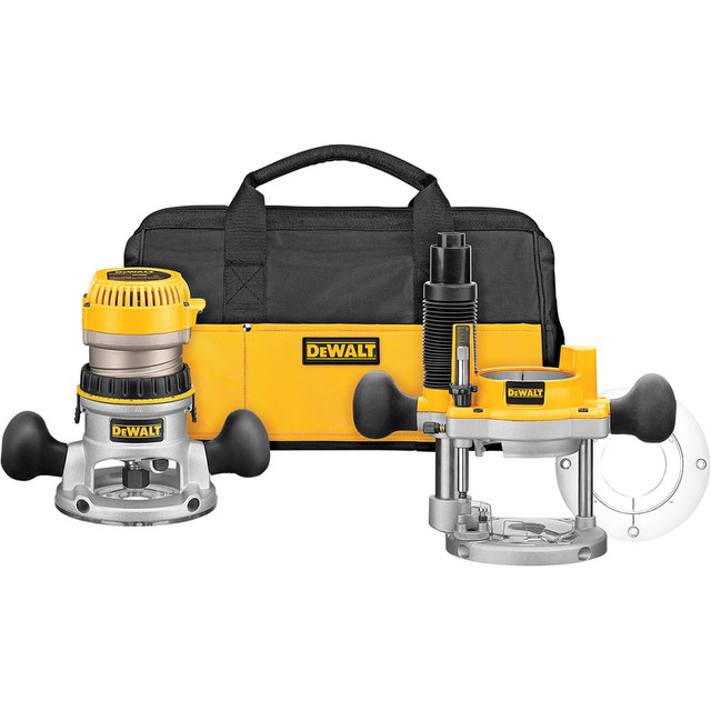 DeWALT DW618PKB Router Kits; Router Type: Fixed/Plunge Combination ; Collet Size: 1/2;1/4 in ; Voltage: 120 ; Amperage: 12 ; Cord Length: 8.0 ; Horse Power: 2.25; 2.25