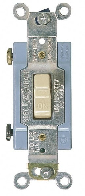 Cooper Wiring Devices 2221LTV 1 Pole, 120 to 277 V, 20 Amp, Industrial Grade Toggle Wall Switch