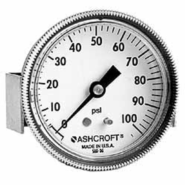 Ashcroft 662876128150 Pressure Gauge: 1-1/2" Dial, 200 psi, 1/8" Thread, NPT, Center Back Mount