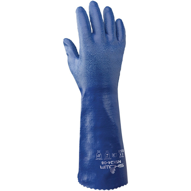 SHOWA NSK24-09 Chemical Resistant Gloves: Size Medium, 15.00 Thick, Nitrile, Supported