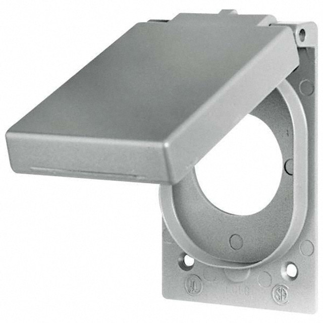 Bryant Electric 7418B Weatherproof Box Covers; Housing Material: Aluminum ; Recommended Environment: Weather Protective ; Housing Color: Silver ; Overall Length (Decimal Inch): 4.7000 ; Overall Height (Inch): 1.1000 ; Hole Diameter (Decimal Inch): 1.